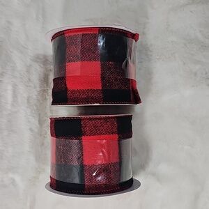 Celebrate It Christmas Buffalo Checker Plaid 3½" Wired Ribbon 25 Ft set of 2